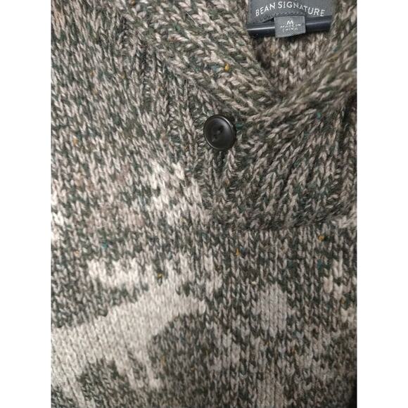 L.L. Bean Men's M Sweater Lambswool Blend Cowl/Shawl Neckline Heavy Cabin Core - Picture 4 of 11